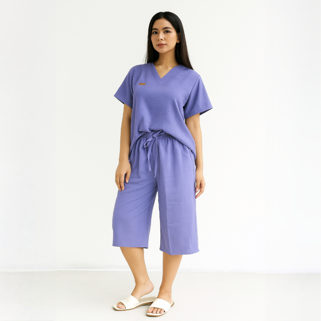 Setelan Crinkle Airflow Wanita Kekinian Celana Pendek - One set Crinkle Airflow Premium Terbaru