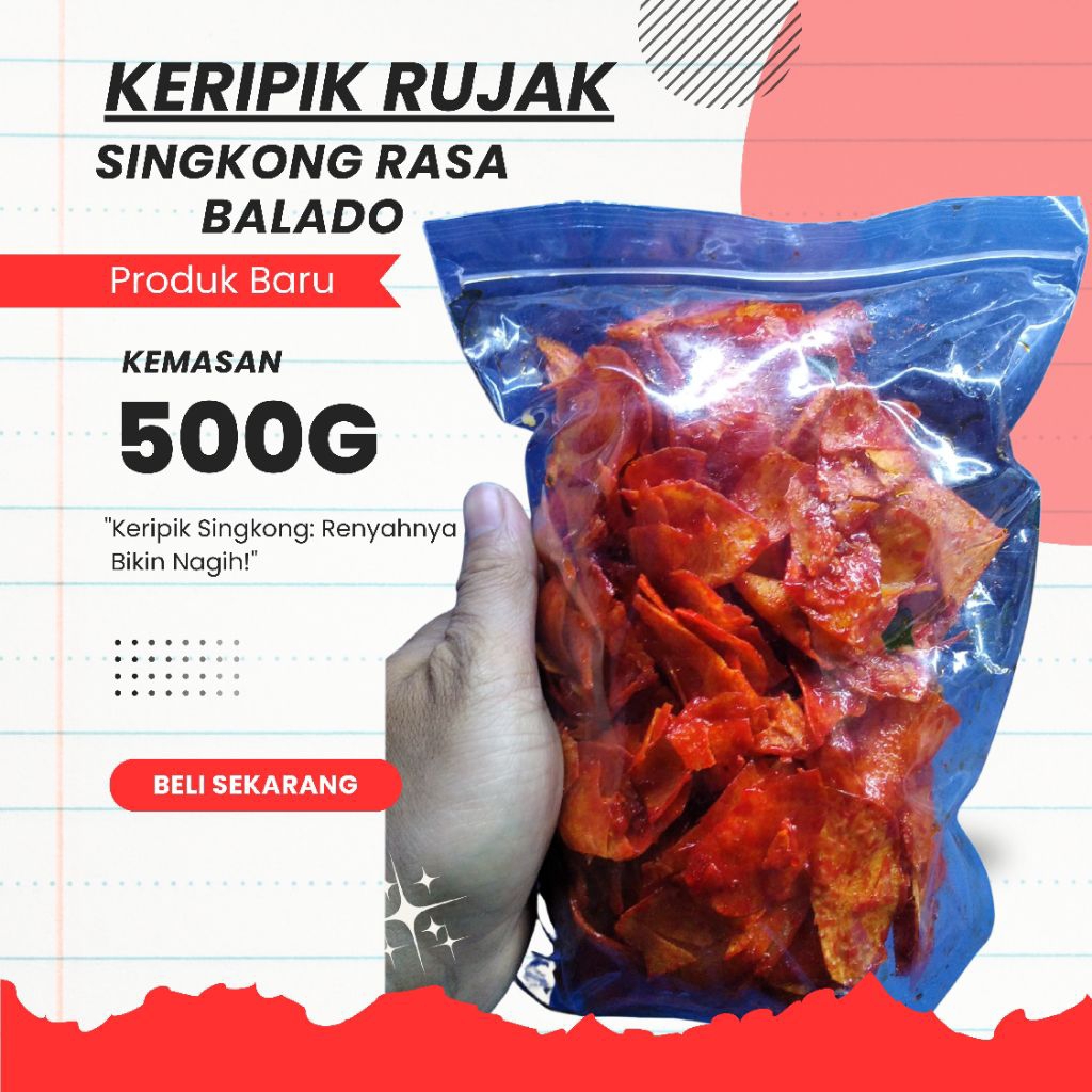 

keripik singkong rasa balado pedas manis lengket 500g