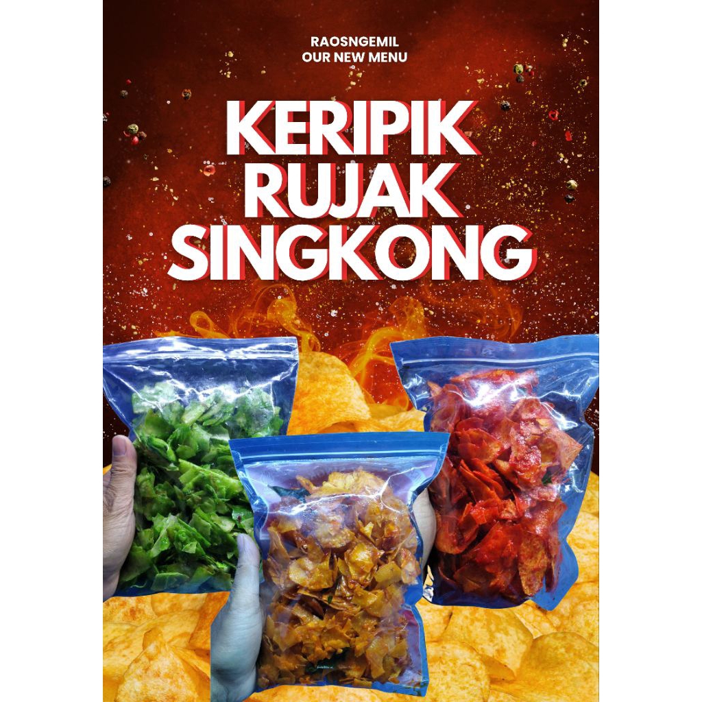 

keripik singkong rasa rujak balado pedas manis lengket 500g