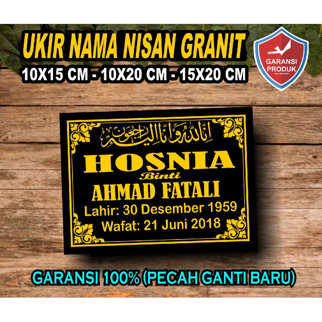 UKIR NISAN DO'A  20X30 CM  BAHAN GRANIT  Cetak Nama Batu Nisan KERAMIK  super murah.Harga Ekonomis(B