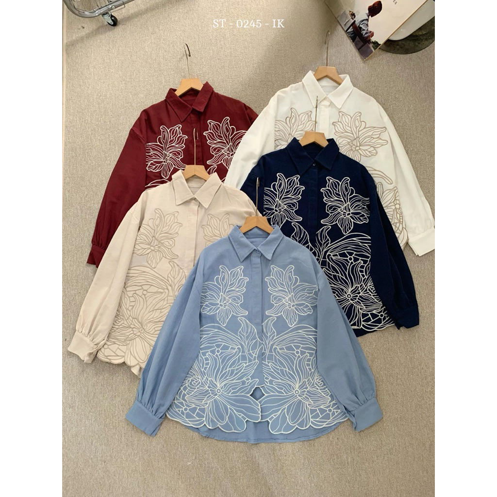 Aliyah Blouse LD 110 Kemeja Bordir Atasan Wanita Premium Linen