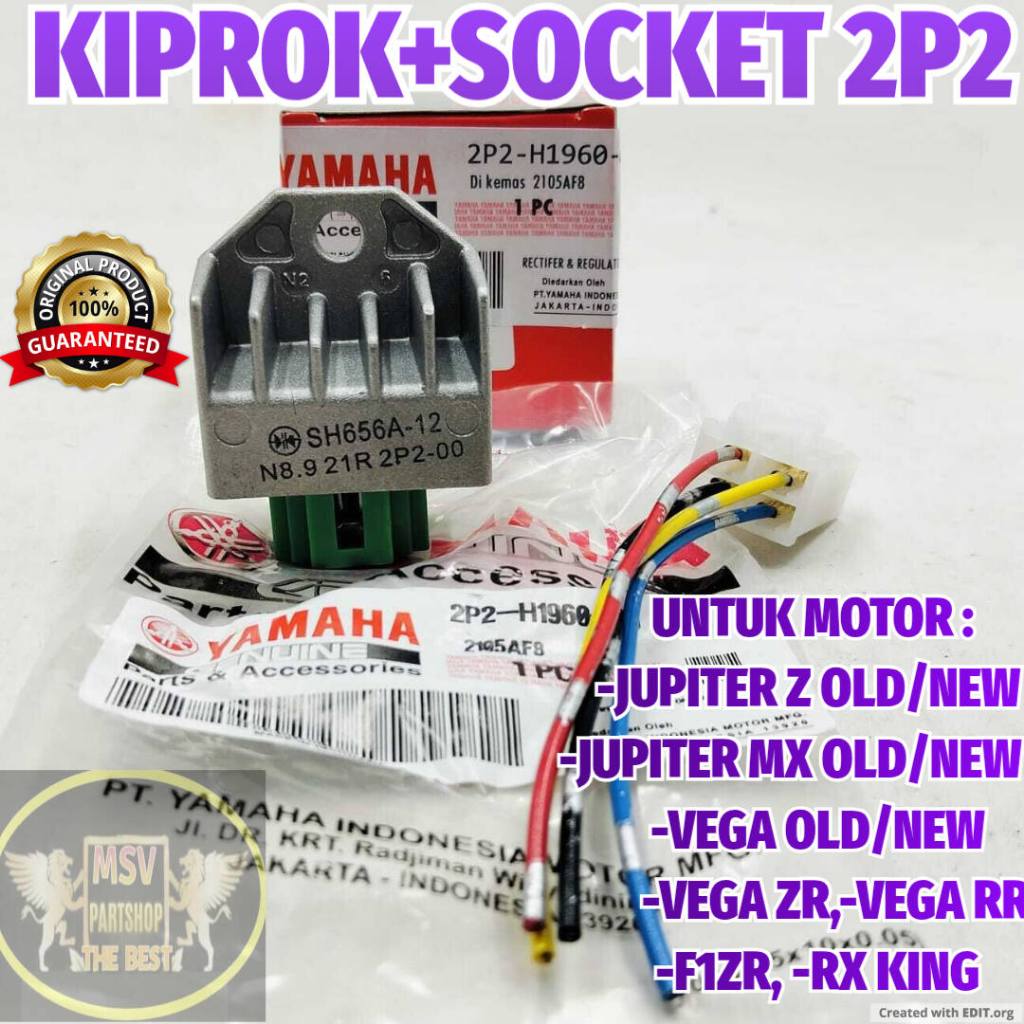 ORIGINAL KIPROK+SOCKET 2P2 ORIGINAL YAMAHA YGP JUPITER Z BURHAN VEGA R LAMA NEW ZR ORI