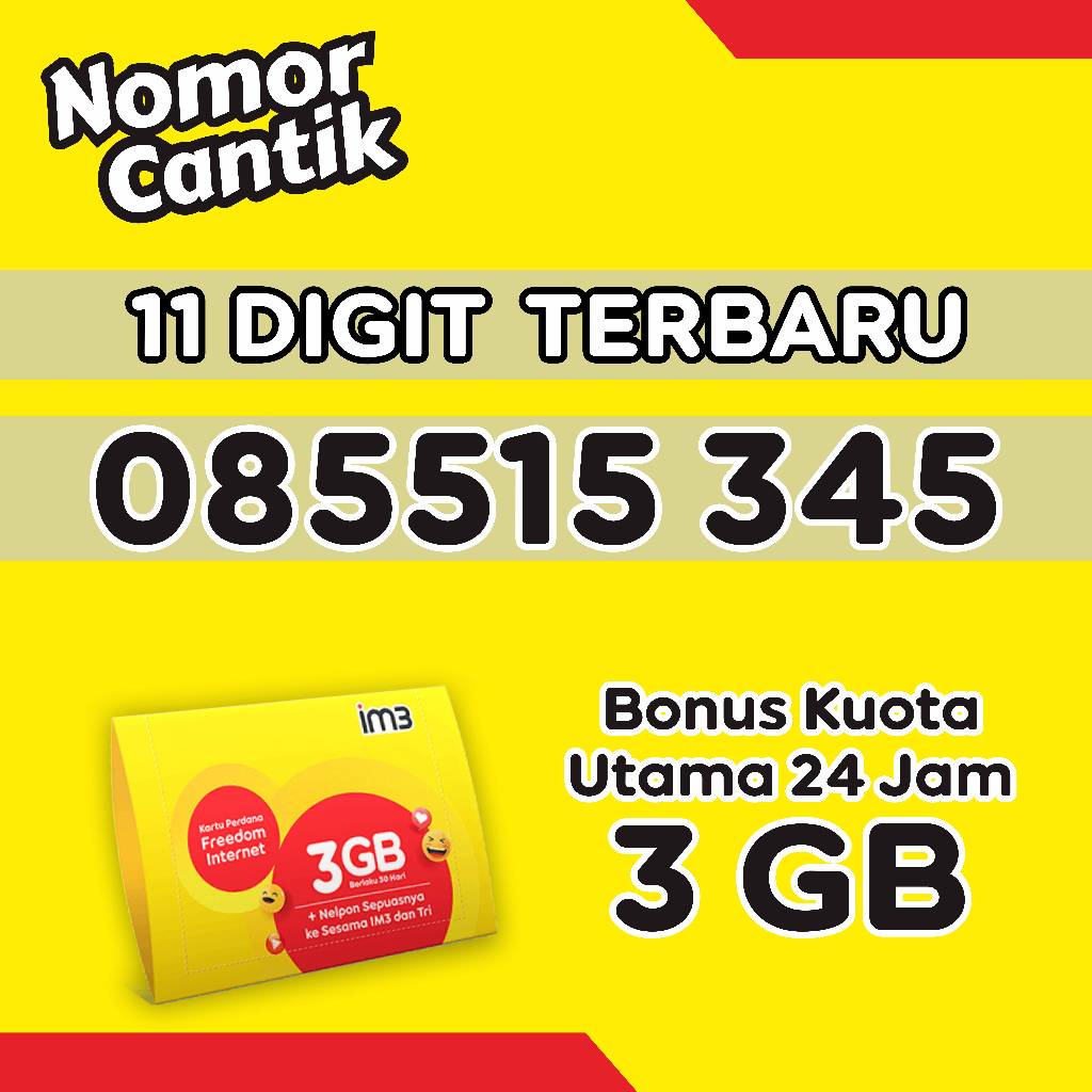 Kartu perdana indosat Nomor Cantik 11 Digit  3GB+Nelpon Sepuasnya ke Sesama IM3 dan Tri Edisi Terbar
