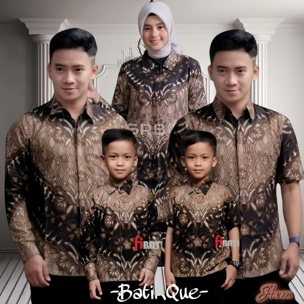 MOTIF KERIS COKLAT || BAJU BATIK COUPLE KELUARGA || COUPLE AYAH IBU DAN ANAK LAKI-LAKI || COUPLE BAT