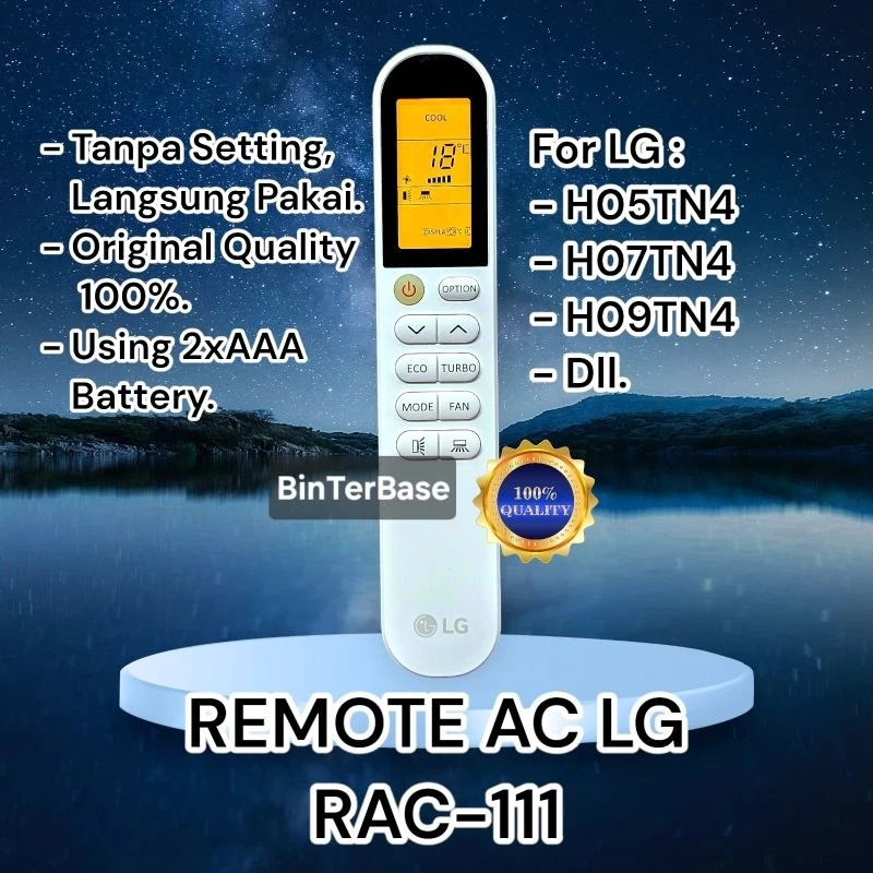 Remote remot AC LG Hercules RAC-111 H05TN4 H07TN4 H09TN4 H12TN4 Slim Ori 100% Original Pabrik ac lif
