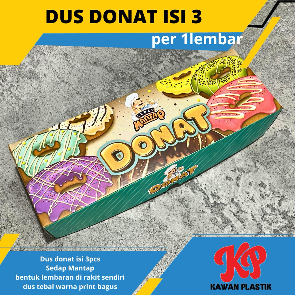 

DUS BOX DONAT ISI 3 HANSEL | BOX DONUT | DUS DONAT SEDAP MANTAP | KEMASAN DONAT DONUT