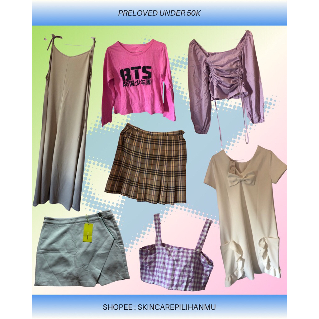 preloved baju, celana jiniso, rok murah under 50k