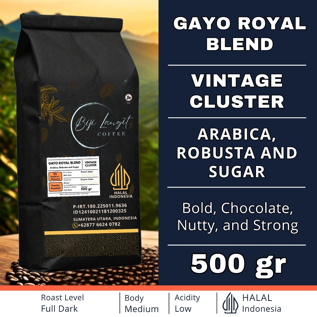 

500-gram-BIJI-KOPI-BLEND-SUGAR-CAMPURAN-ROBUSTA-ARABIKA-GULA-GAYO-Royal-Blend