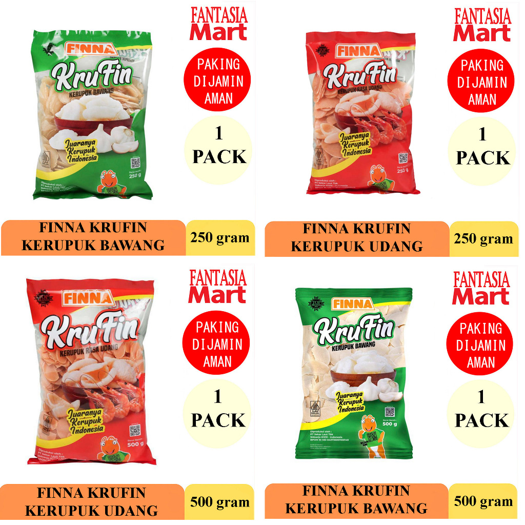 

FINNA KRUFIN ANEKA KERUPUK 250 DAN 500 GRAM FANTASIA DENGAN PAKING AMAN