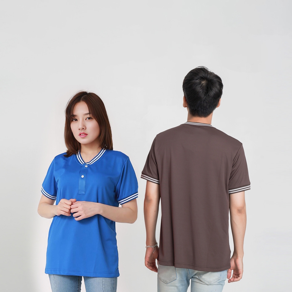 IconGen - Kaos Kerah Henley Pique Polos | Baju Kerah Sanghai Jersey Bisbol Lengan Pendek