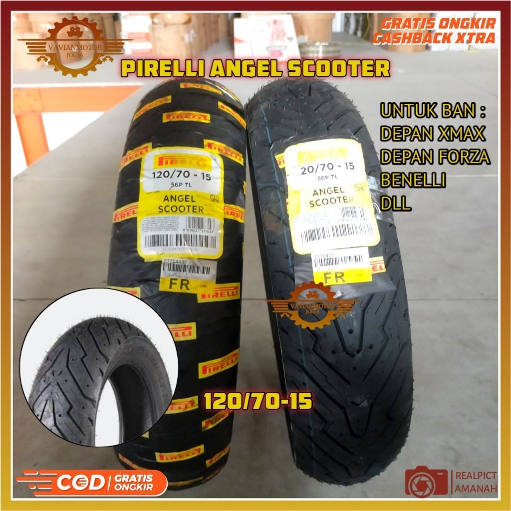 BAN DEPAN YAMAHA TMAX - XMAX 120/70-15 BAN 120/70-15 120 70 RING 15 PIRELLI ANGEL SCOOTER ORIGINAL P