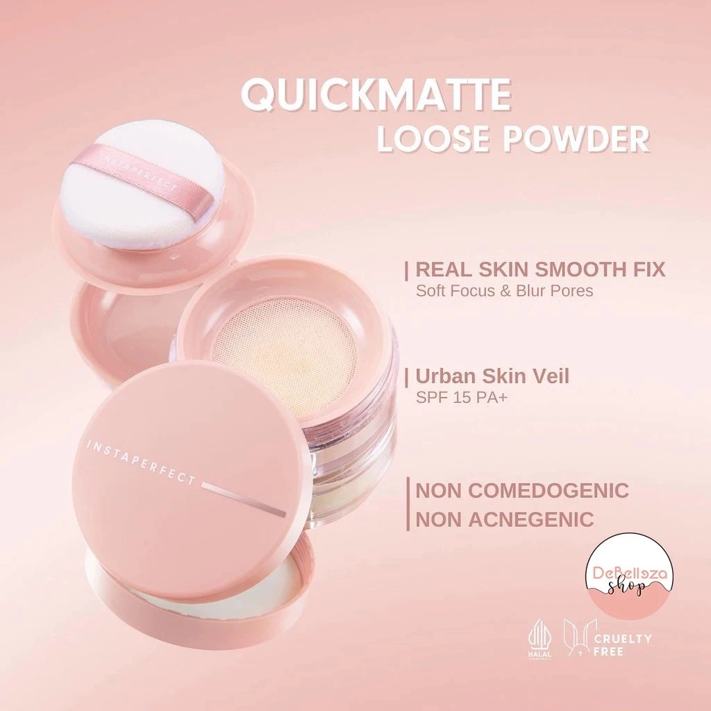 Instaperfect Quickmatte Loose Powder 9Gr - instaperfect Bedak Tabur -Wardah Instaperfect Bedak Tabur