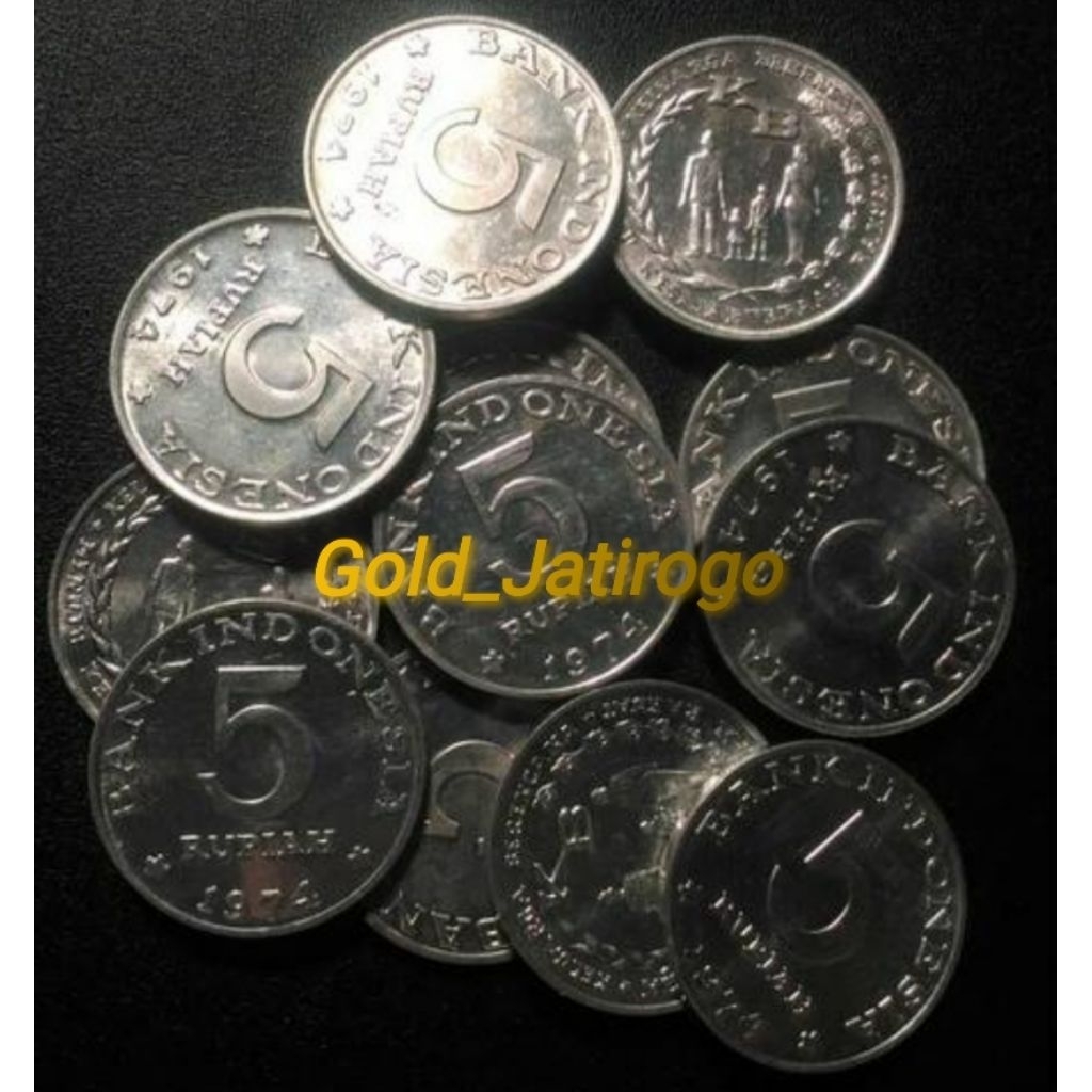 Uang Kuno 5 Rupiah Kb besar Tahun 1974