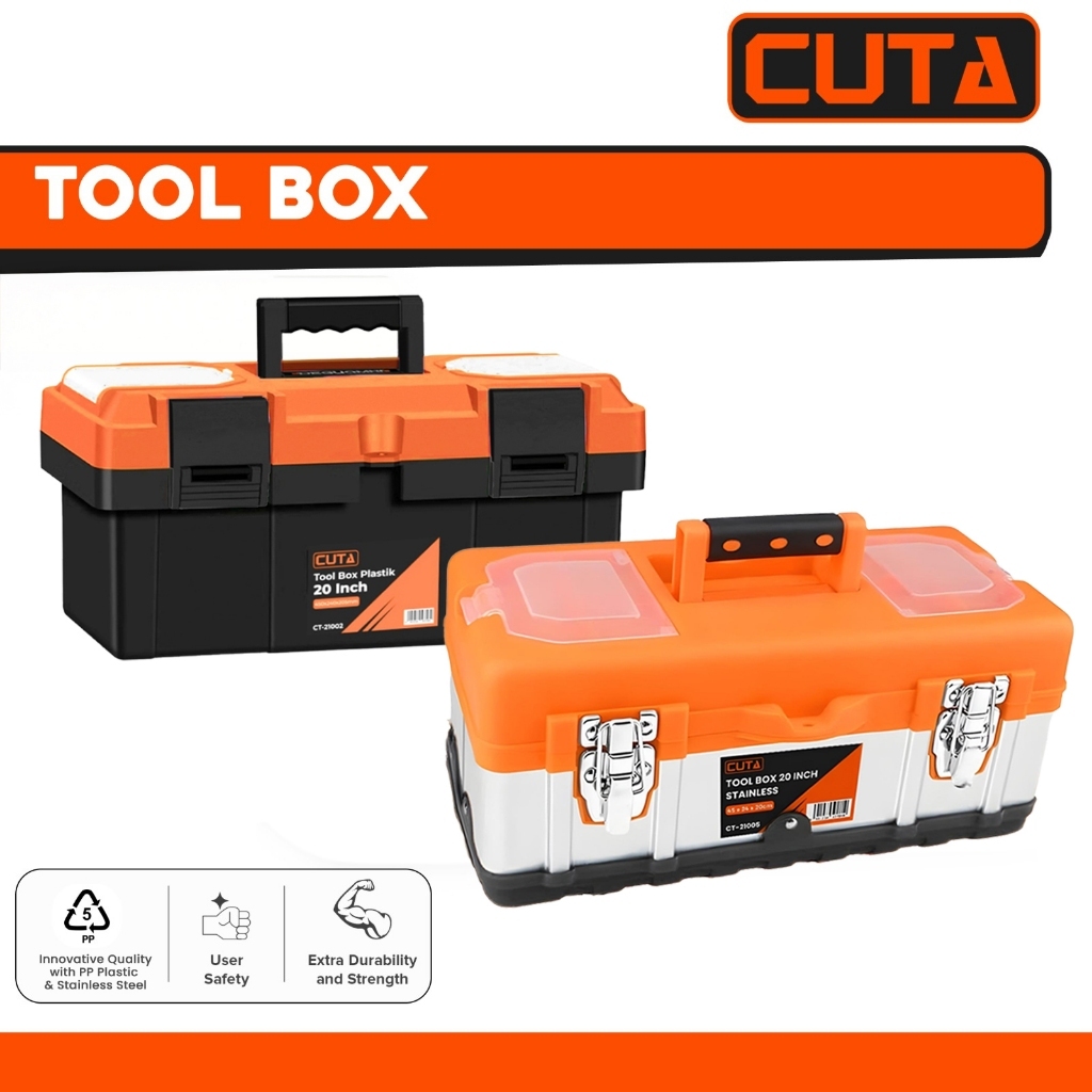 CUTA Tool Box Besi Baja Stainless ABS Besar Toolbox Kotak Perkakas Storage Peyimpanan Alat Tukang