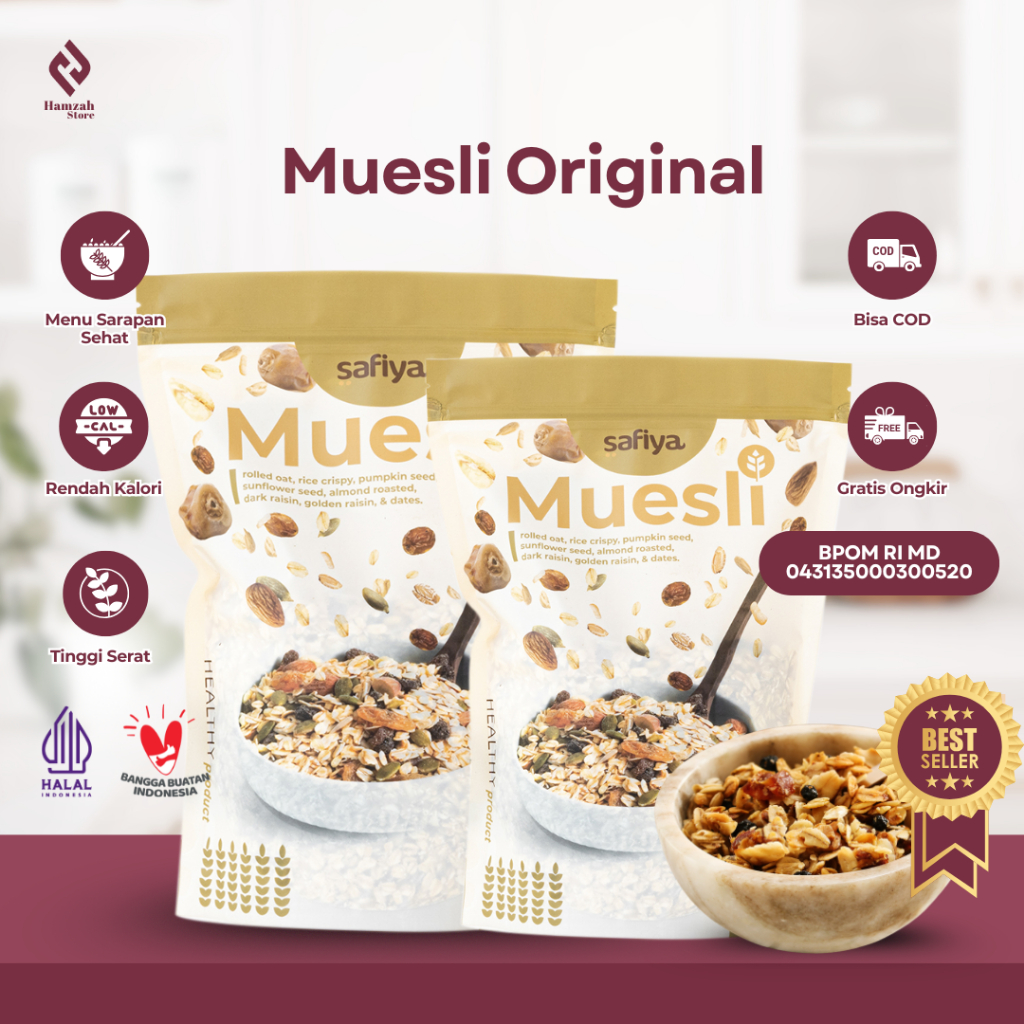 

Muesli Safiya 1kg Muesli Sereal Oatmeal Sarapan Sehat Original