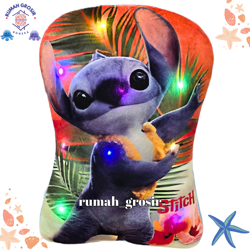 (Rumah Grosir Boneka) Bantal Boneka Stitch Lucu Bantal Lilo and Stitch Lampu LED
