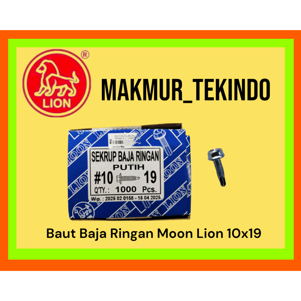 Sekrup Baja Ringan 10x19 Moon Lion #Baut Baja Ringan Moon Lion 10x19