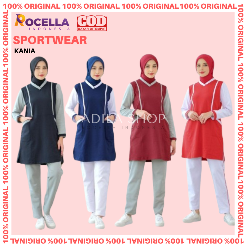 Rocella Sportwear Set Kania Kaos Olahraga Celana Panjang Olahraga Set Pakaian Olahraga Wanita