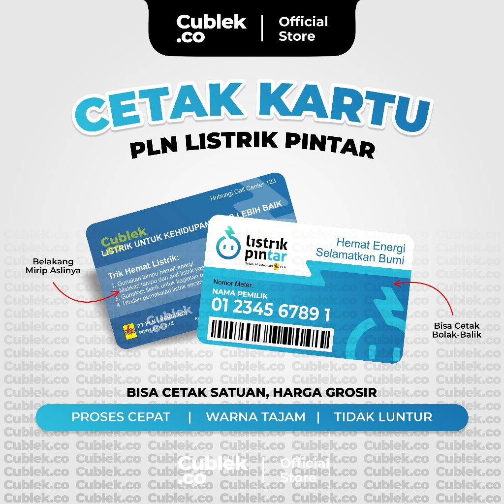 

Cetak ID Card Kartu Digital Fisik Kartu PLN Listrik Pintar Bisa Satuan Anti Luntur Bahan PVC Tebal 2 SISI - Cublek.co
