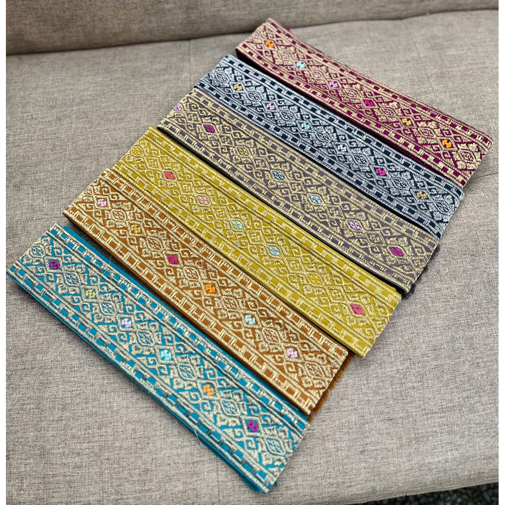 Selendang Obi songket bordir benang metalik bali