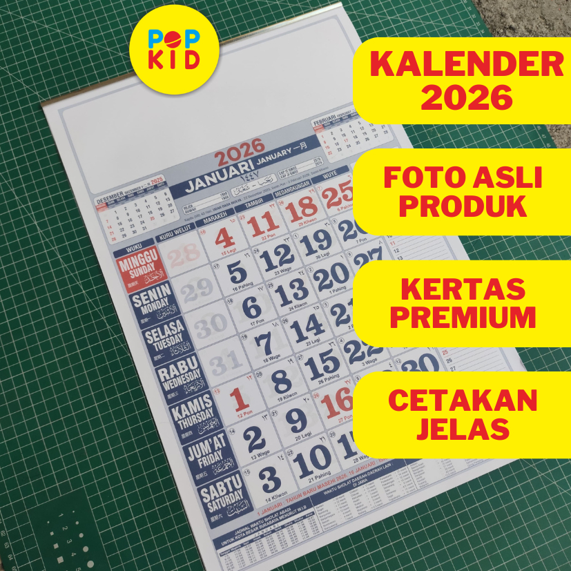 

KALENDER DINDING BIRU TAHUN 2026 12 LEMBAR UKURAN STANDAR SERI TERLARIS