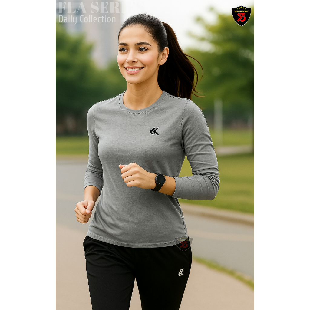 HOT DEALS [ FLA PINK ] BAJU LENGAN PANJANG BAJU OLAHRAGA WANITA PREMIUM MUSLIM DEWASA KAOS BADMINTON