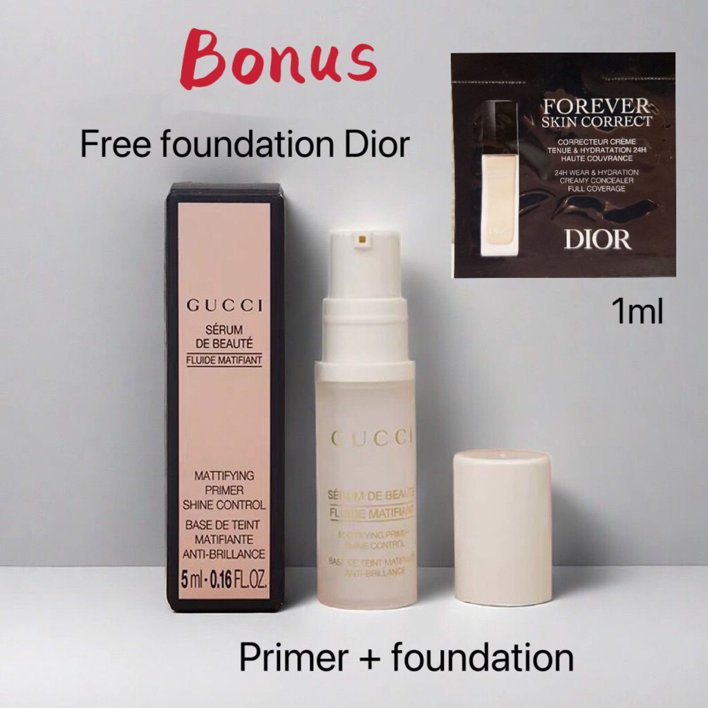 Gucci primer original mini size 5ml free dior foundation sachet 1ml