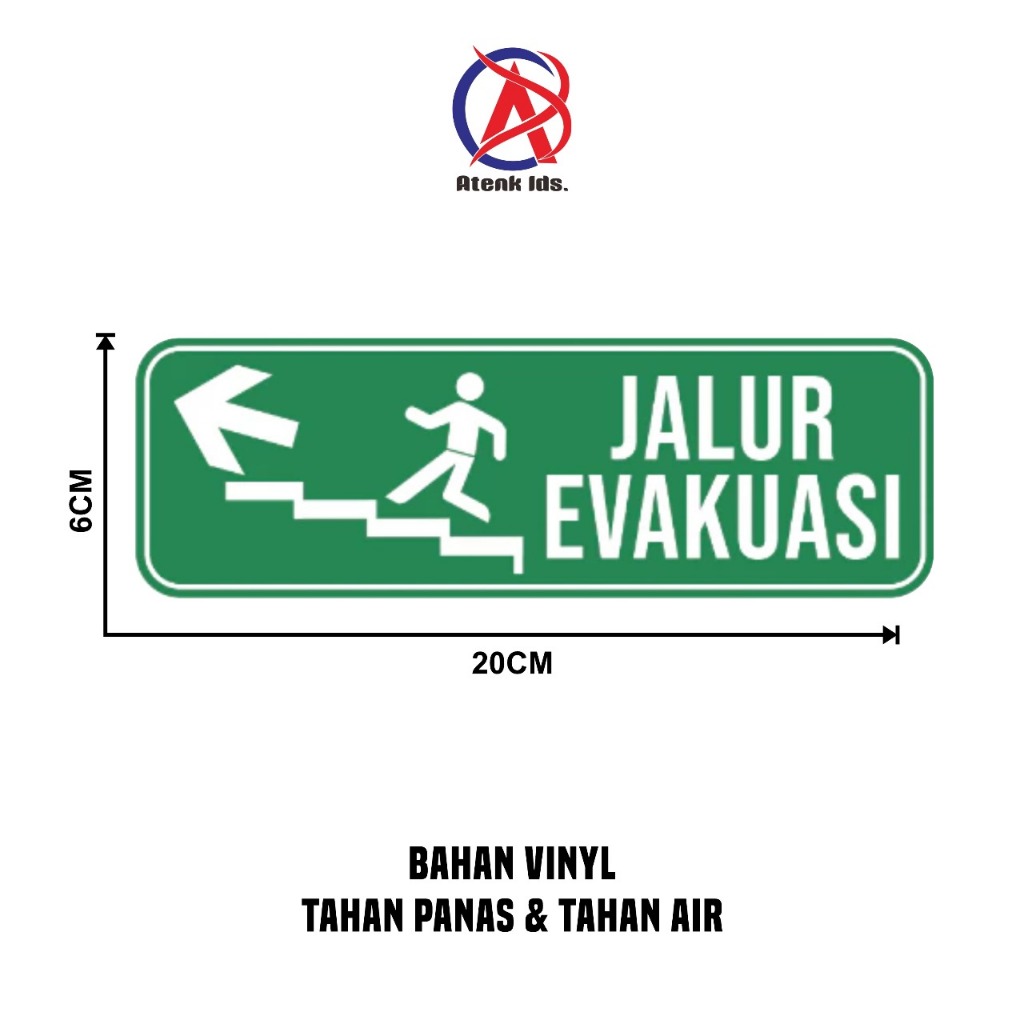 

Stiker Vinyl Jalur Evakuas Naik Tangga Kiri, Stiker K3 / Stiker Safety 20x6 cm