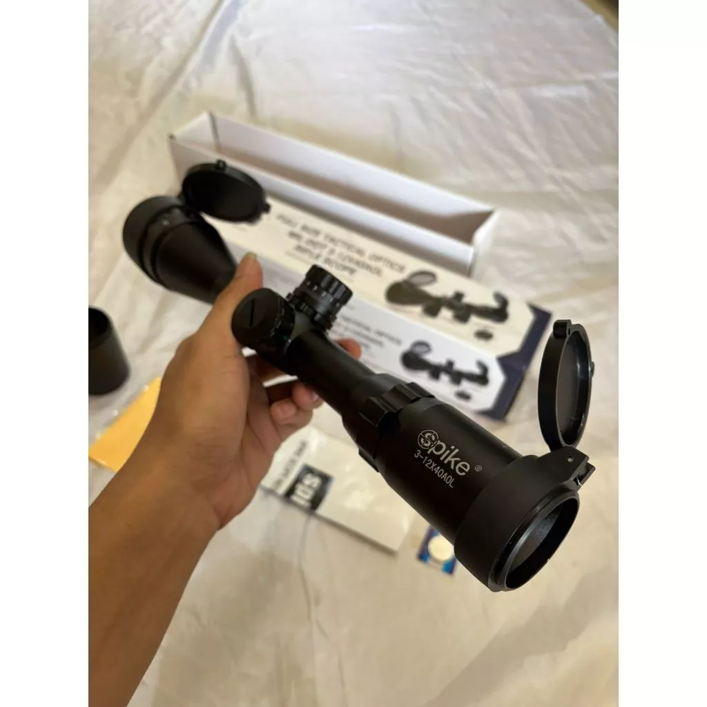 Teleskop Spike 3-12x40 AOL lengkap sunhide Original Murah