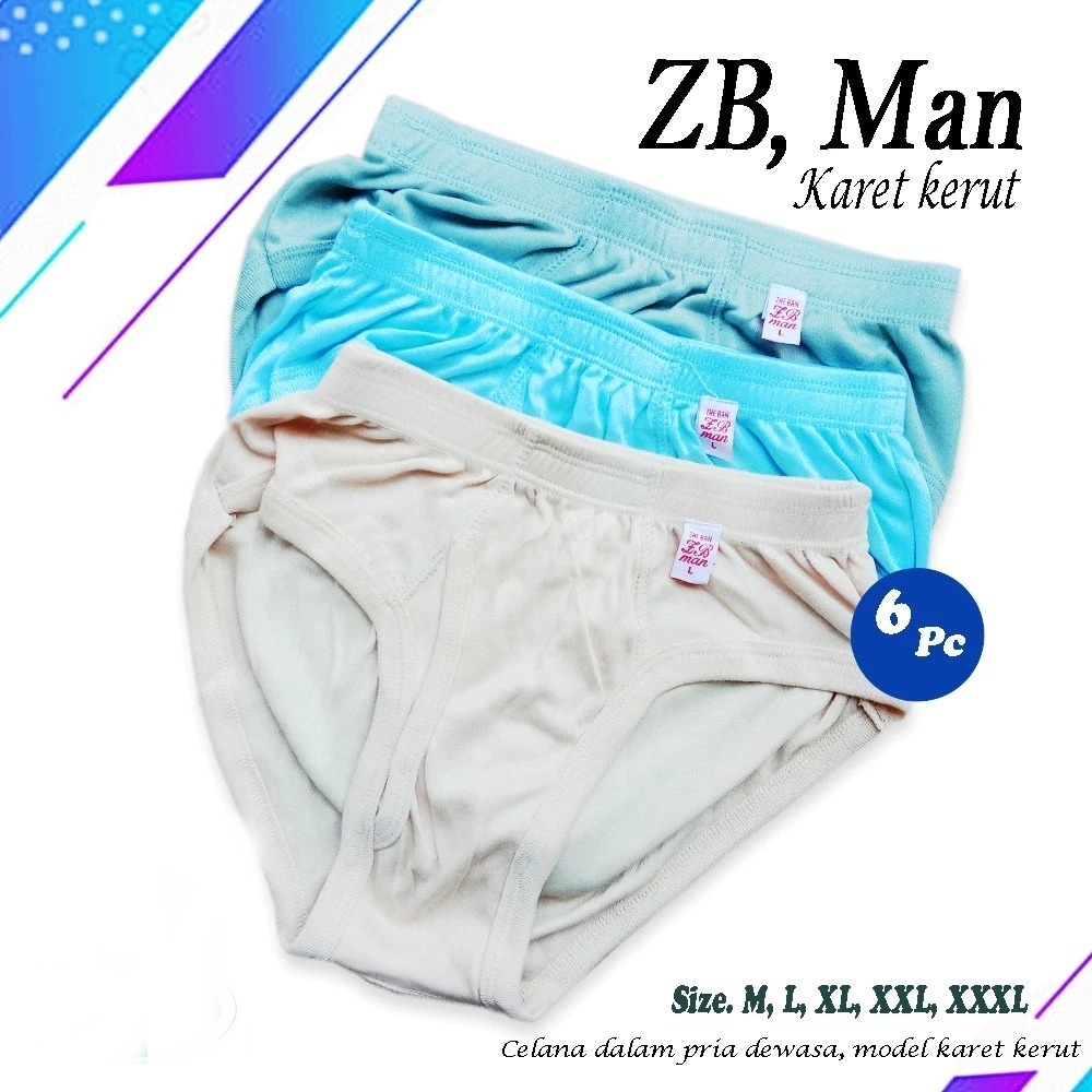 12 Pcs | ZB MAN KARET KERUT CD PRIA ZB MAN | CELANA DALAM PRIA MURAH