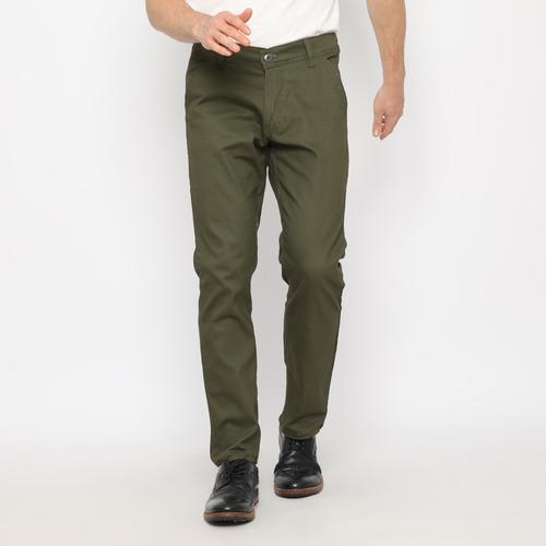 Celana cino panjang pria hijau army