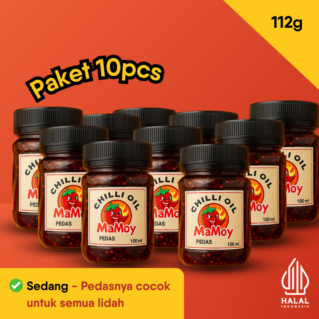 

Chilli Oil Mamoy Paket 10pcs Sambal Pedas Sedang Halal 112g