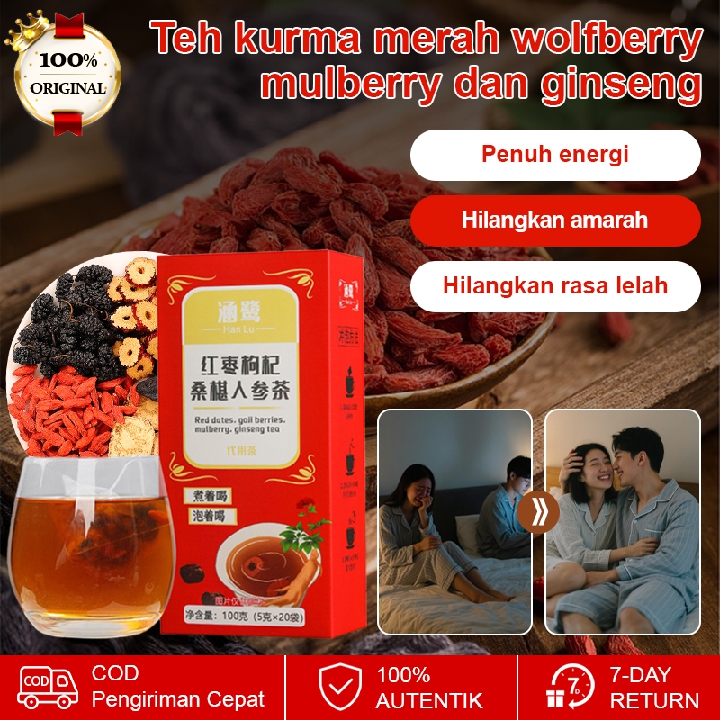 

❤️Beli 1 gratis 2❤️【5g*20/botol】 Teh Kurma Merah, Murbei, dan Ginseng Kantong Teh Kombinasi Ginseng Teh Kesehatan Pria Teh untuk Menjaga Ginjal dan Melindungi Hati Mengatasi Kelelahan akibat Begadang Meningkatkan Daya Tahan Tubuh Memulihkan Stamina