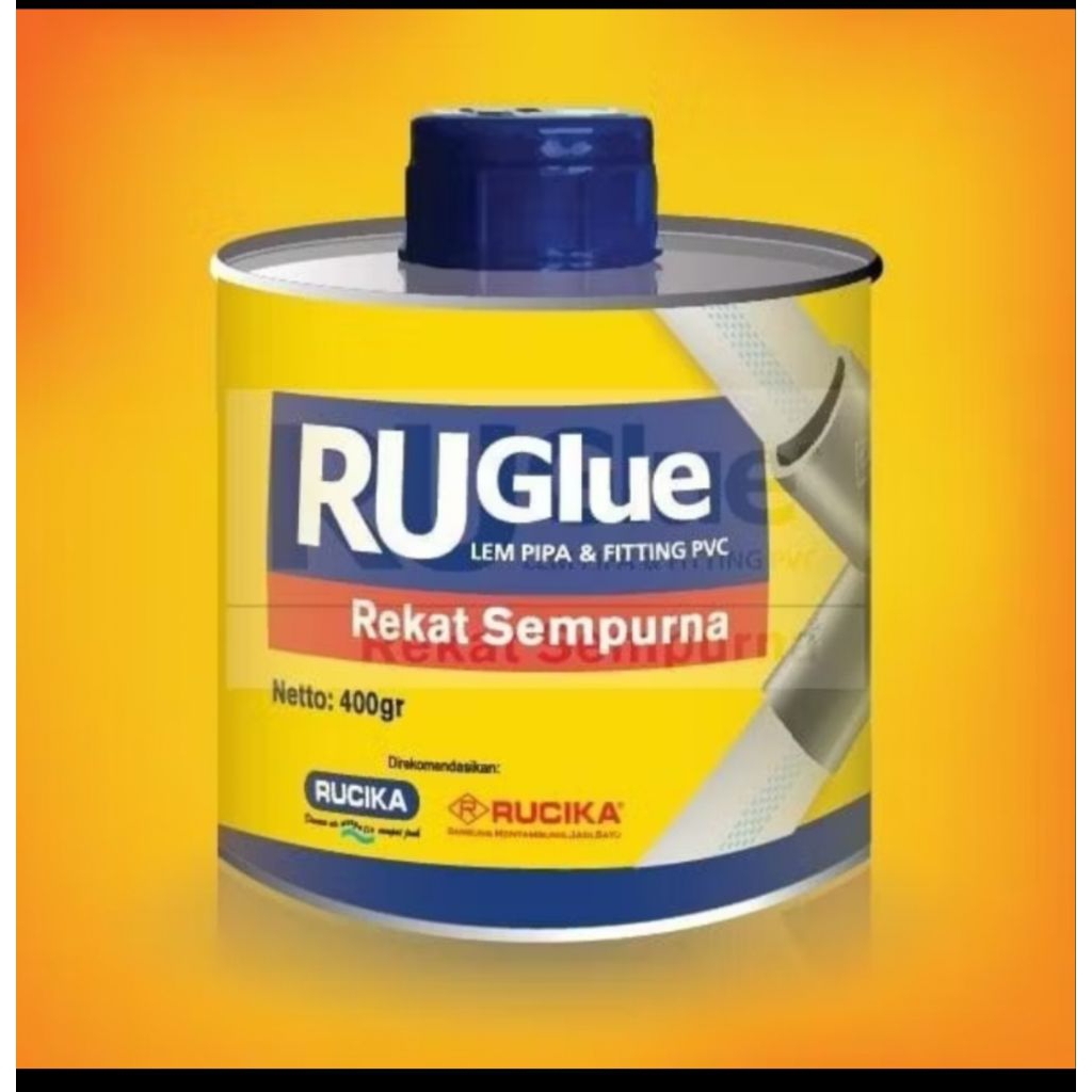 (BT) LEM RUCIKA 400GR RUGLUE TRUGLUE. LEM PIPA RUCIKA PRALON PVC 400GRAM RU GLUE ORI .LEM VINILON. L