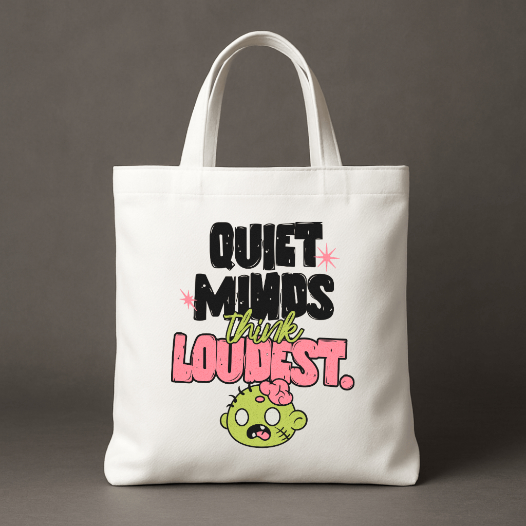 Tas Totebag Kanvas Resleting Aesthetic Wanita Pria Typo Unik Tebal Muat Laptop Kuliah Kerja