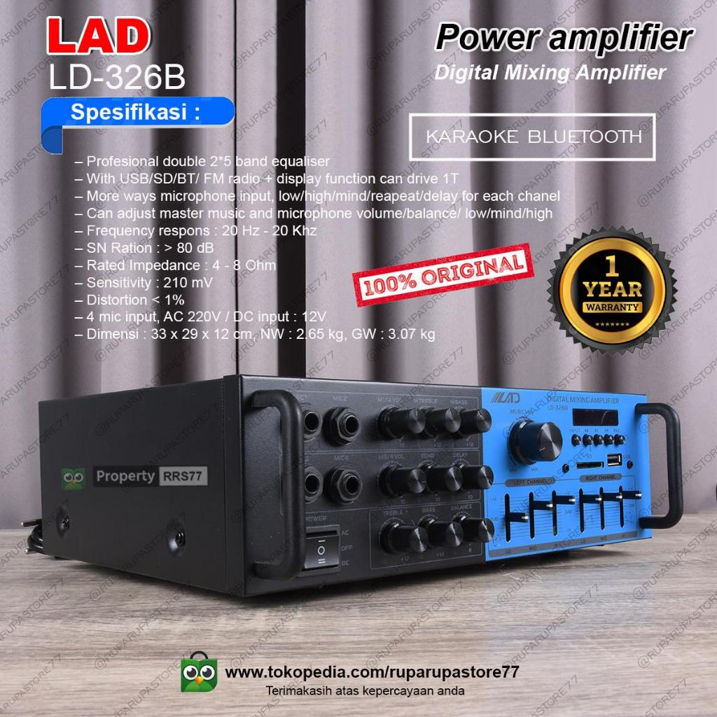 Amplifier mixer karaoke bluetooth LAD LD 326B with Mp3 display mixing amplifier