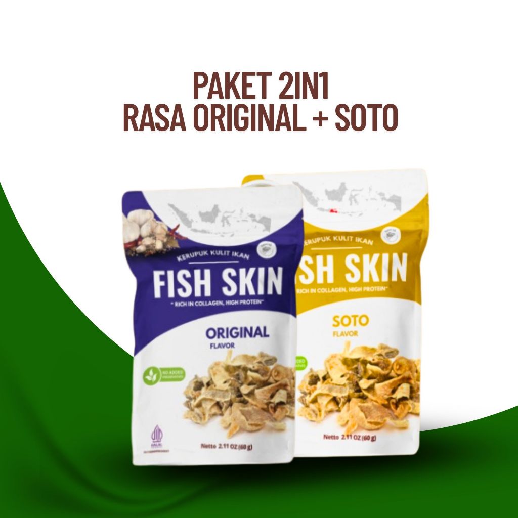 

Caliofish 2in1 Kerupuk Kulit Ikan Fish Skin Soto + Original Paket Hemat