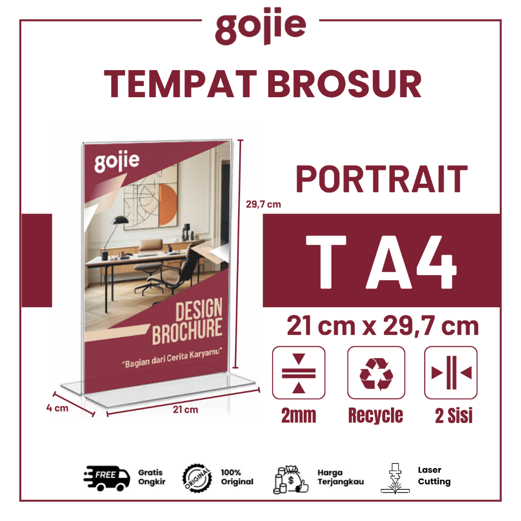 

TEMPAT BROSUR AKRILIK l TENT CARD AKRILIK T A4 PORTRAIT l MIN PEMBELIAN 2PCS