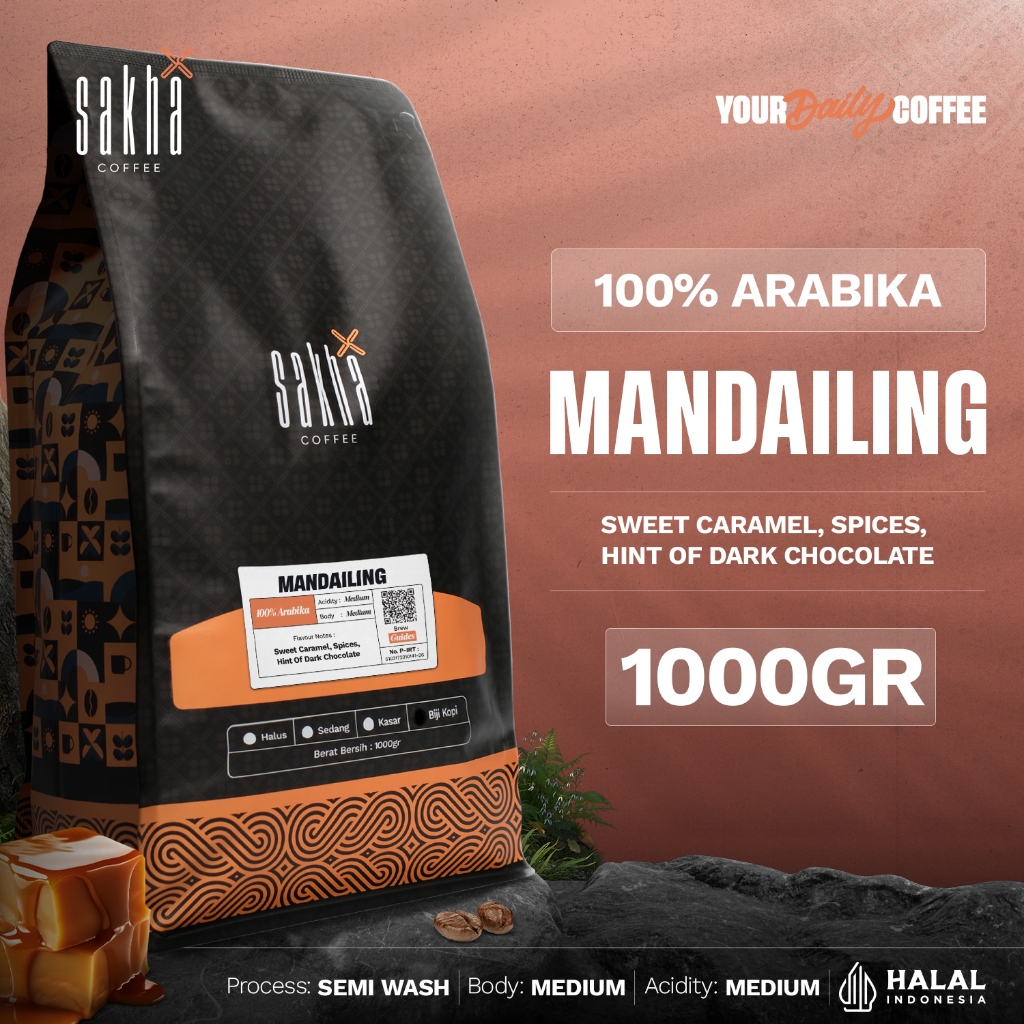 

Biji Kopi Bubuk Arabika Mandailing Mandheling Arabica Coffee Roast Beans Roastery 1Kg