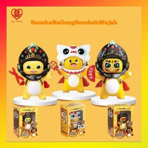 JW Nailong Barongsai Dino Kuning Mainan / Nailong Mainan Dekompresi Ganti Wajah / Mainan Sichuan MM0