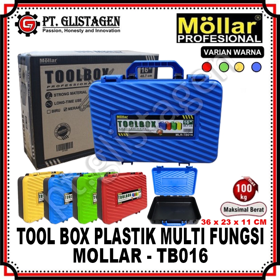 MOLLAR TB016  Tool Box Plastik Multifungsi 16" inch Kotak Penyimpanan Toolbox Medium Kotak Perkakas 