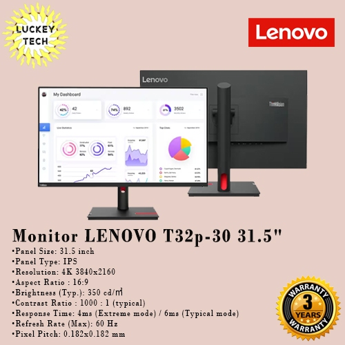 Monitor LED LENOVO ThinkVision T32p-30 4K 31.5"