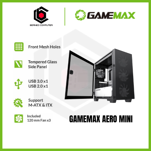 GAMEMAX MINI AERO - Side Tempered Glass - Case M-ATX