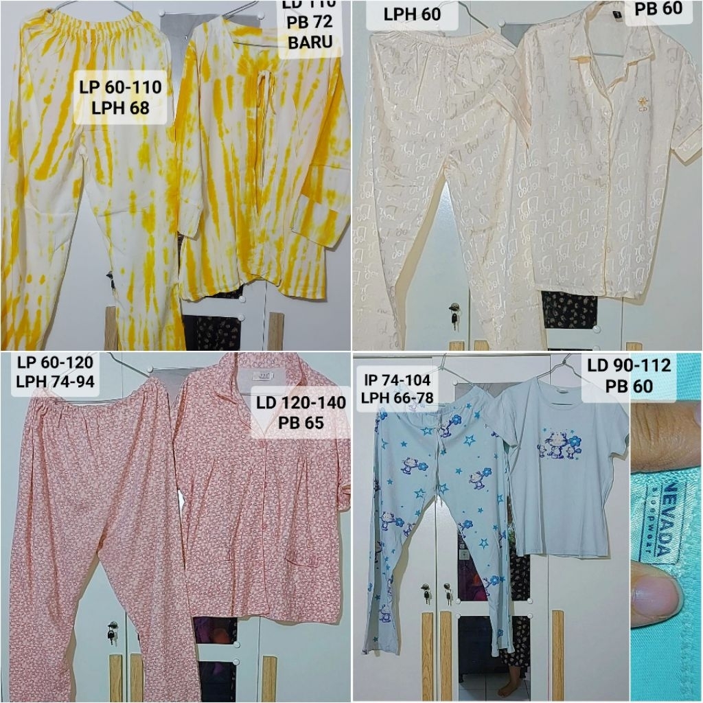 Baju tidur set nyaman dipake halus adem dan tidak terawang/set piyama branded/prelove baju tidur piy