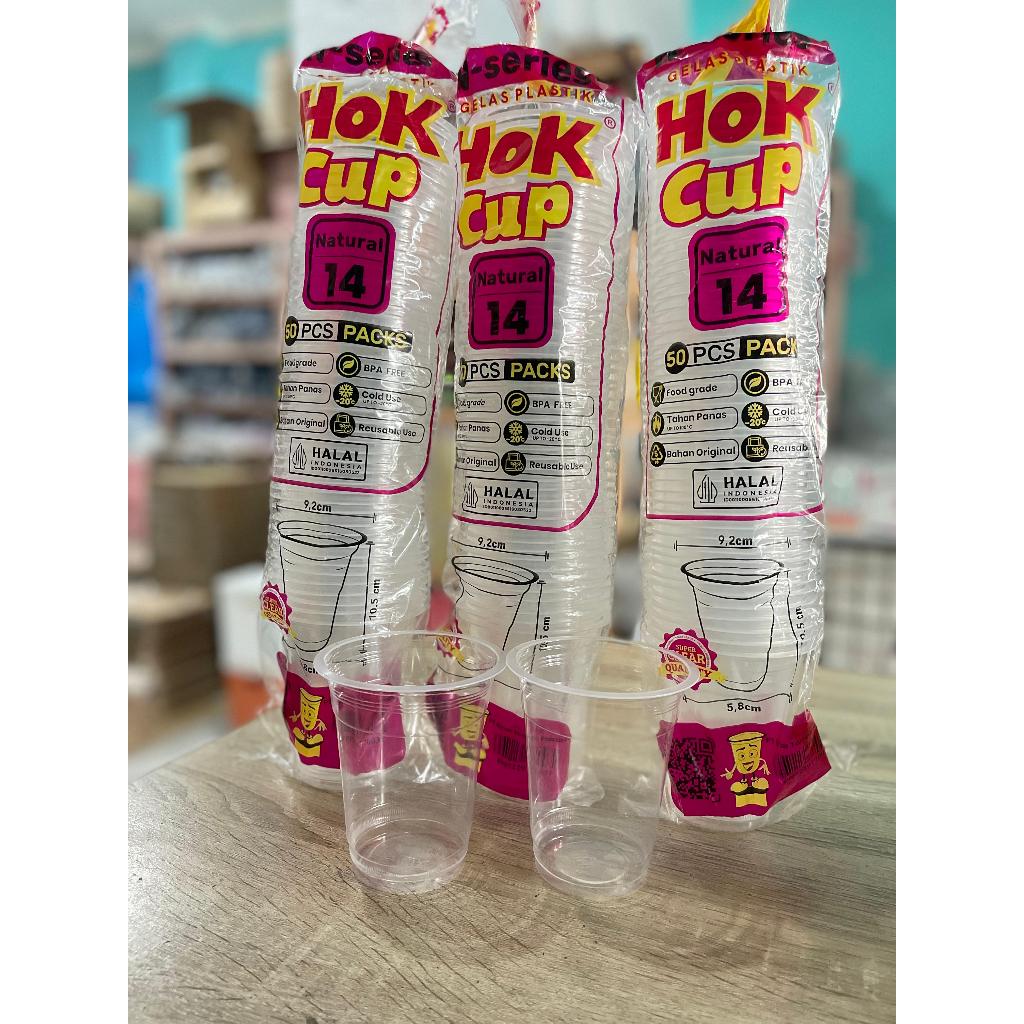 [50 Pcs] Gelas Plastik Hok 14oz | Gelas Es | Gelas Plastik Tebal Kuat | Gelas Minuman