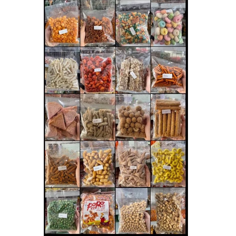 

aneka snack 6000-an || kacang campur waffle barcelona emping manis kacang bogor basreng semprong