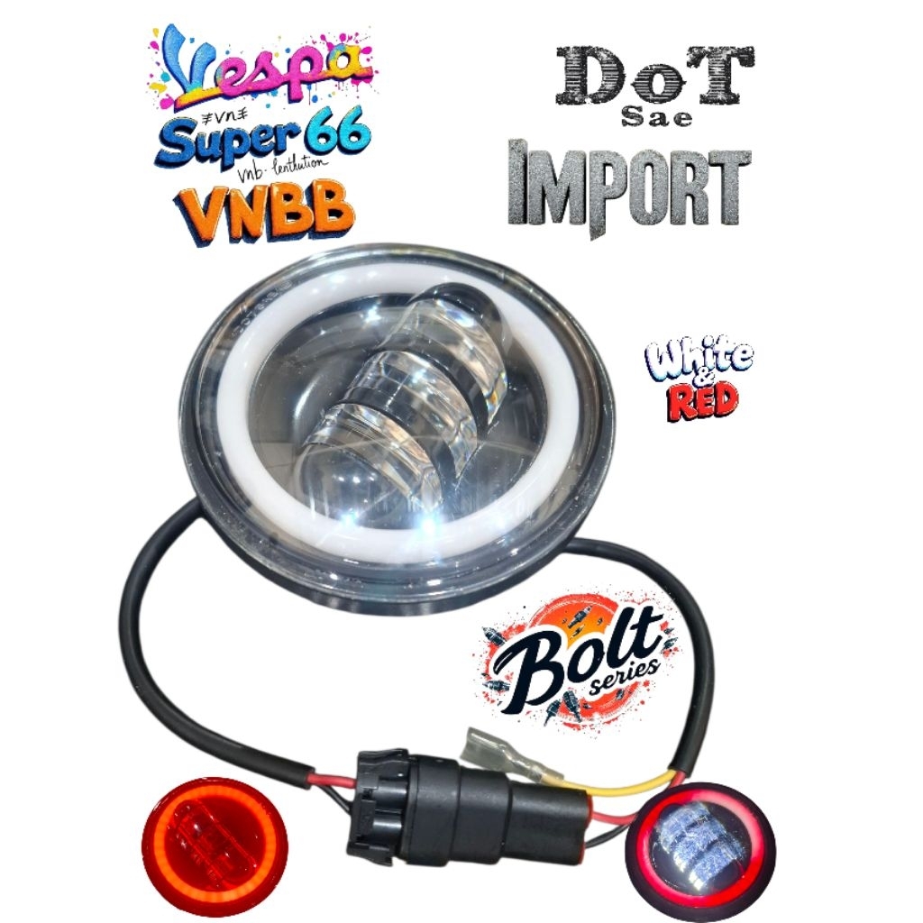 Lampu Daymaker Vespa Super 66 Bulat VBB VNB VBA – LED Terang Plug and Play