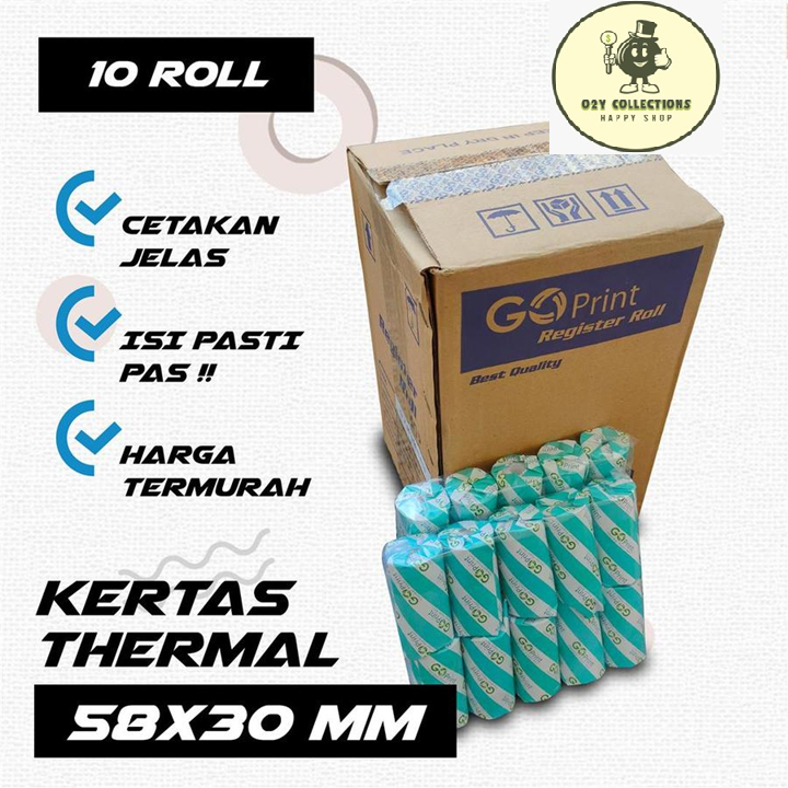 

1 PACK ( 10 ROLL ) KERTAS KASIR 58X30 MM THERMAL PAPER ROLL 58 X 30 / KERTAS STRUK THERMAL UKURAN 58X30
