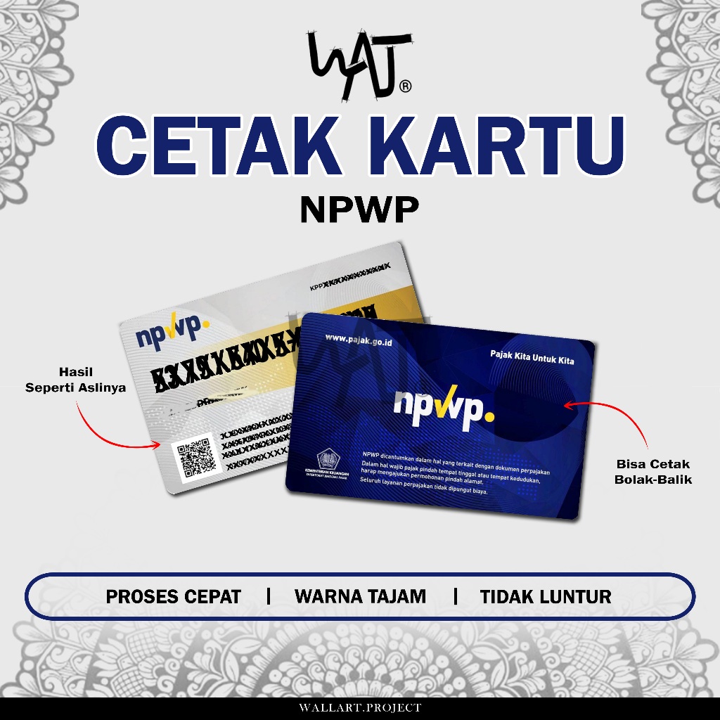 

Cetak ID Card Kartu Digital Fisik Kartu NPWP PAJAK Bisa Satuan Anti Luntur Bahan PVC Tebal 2 SISI