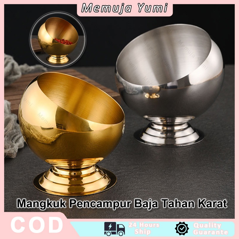 Mangkuk Prasmanan Korea Stainless Steel Tebal / Mangkuk Sup Emas dan Perak Korea / Mangkuk Bumbu Bul
